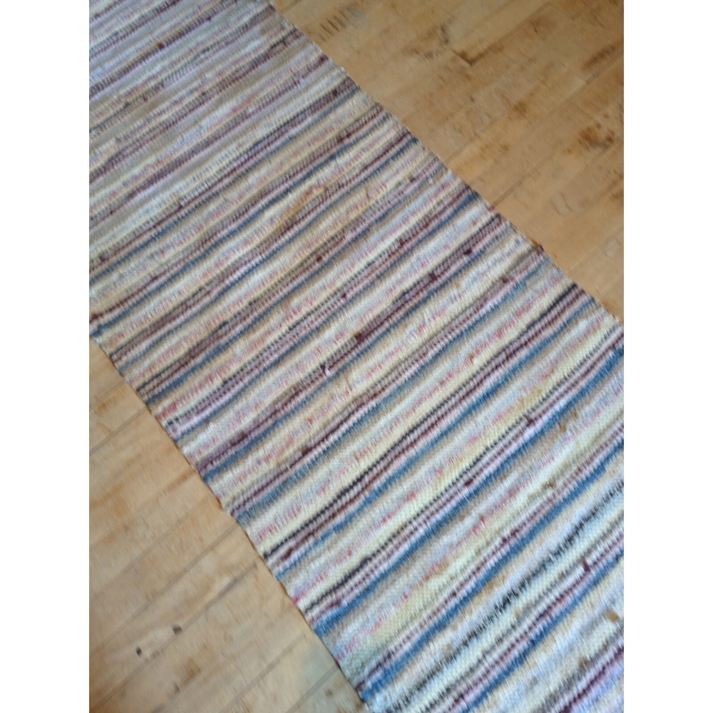 Antique Imported Swedish HandMade Rag Rug Runner (25 x 147 inches ) - Picture 7 of 9